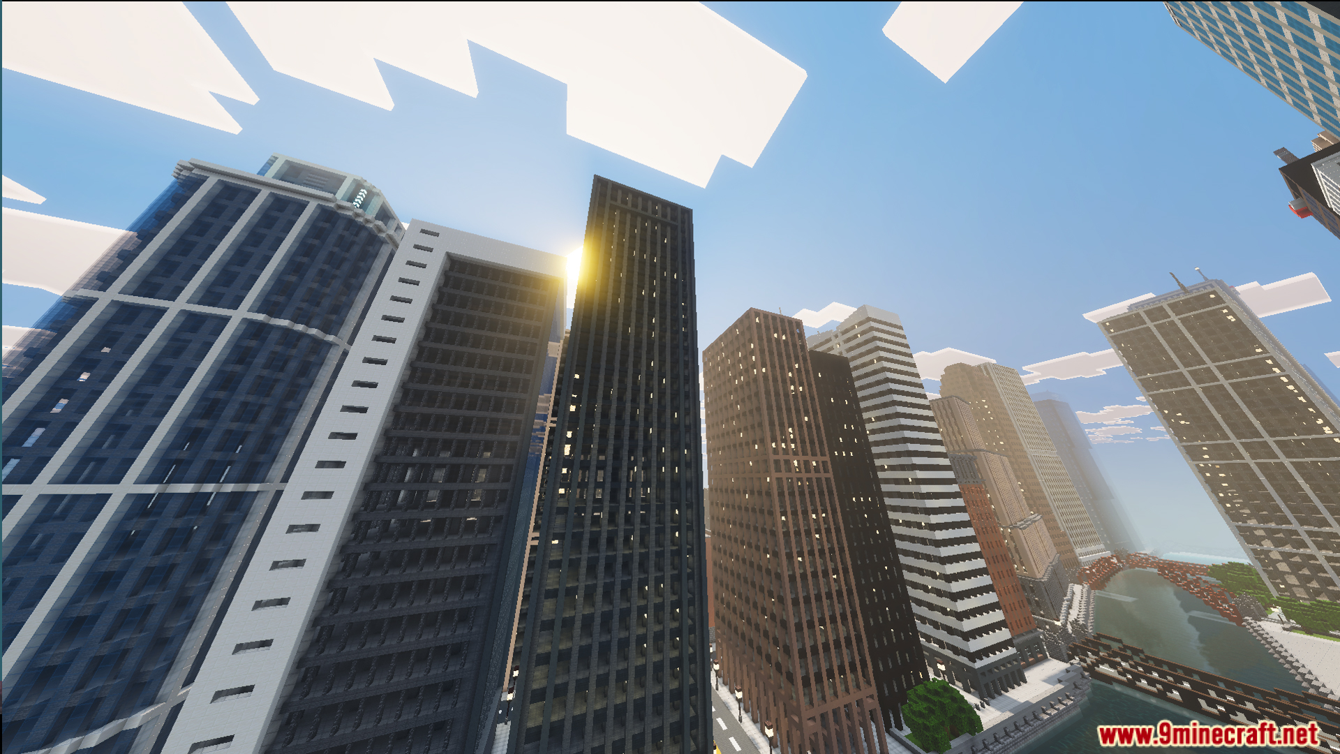 SpiderMan City Map Screenshot 3 Looking up at massive skyscrapers under a bright sky in SpiderMan City Map
