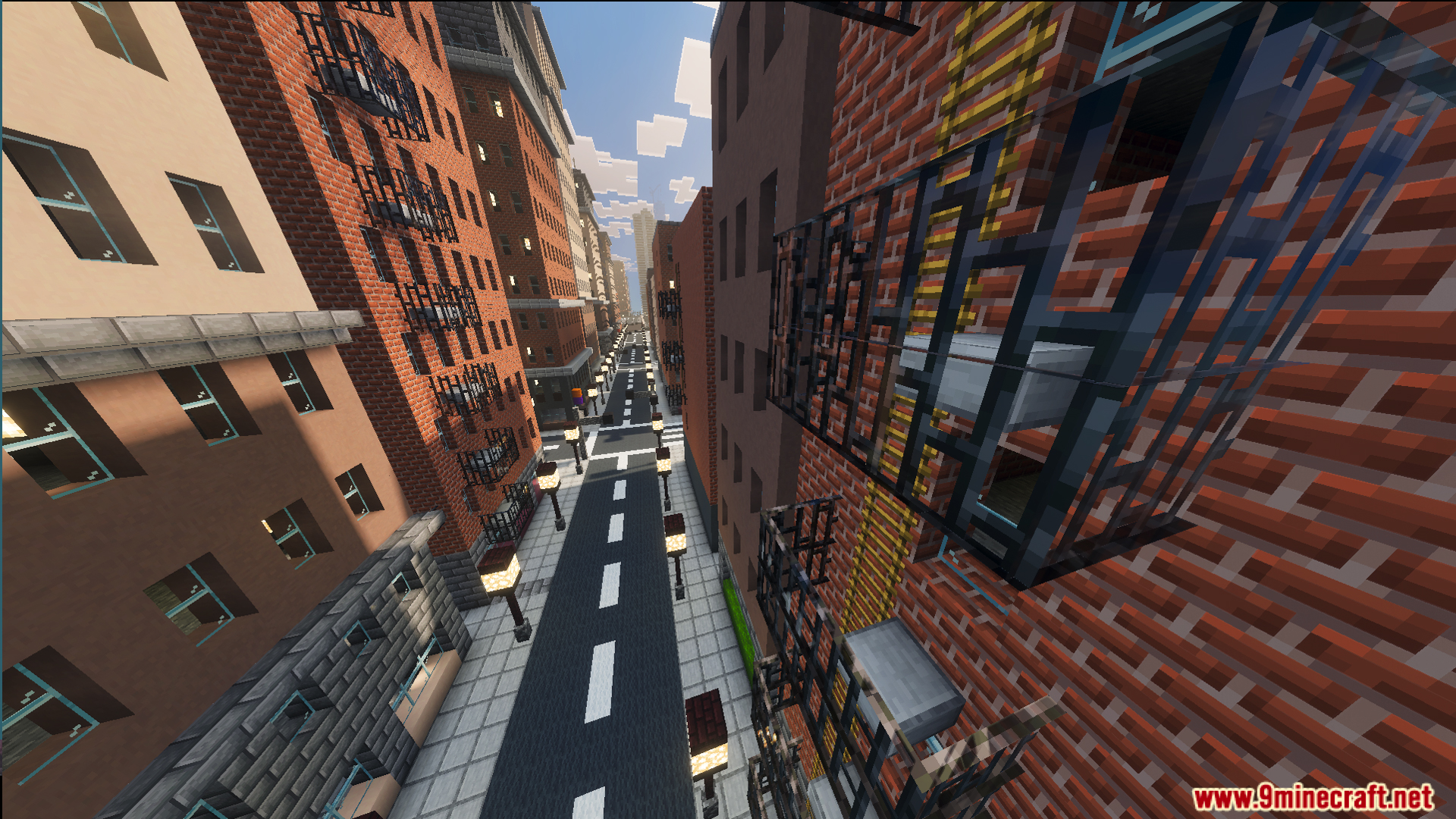 SpiderMan City Map Screenshot 10 Detailed city street with brick buildings and fire escapes in SpiderMan City Map