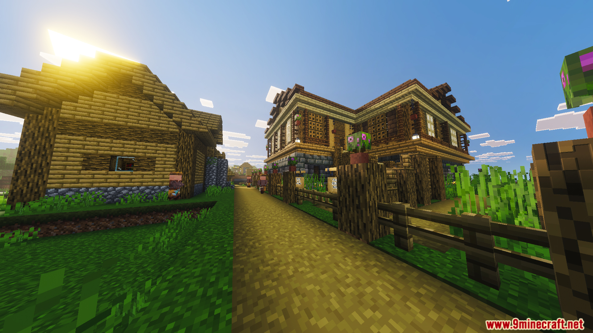 Survival Filo House 26 Map Screenshot 7 Large two story wooden house next to a village path in plains biome