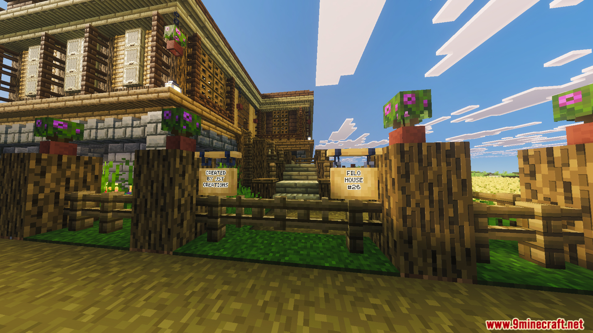 Survival Filo House 26 Map Screenshot 8 Entrance to the Survival Filo House map with wooden fences and flower pots