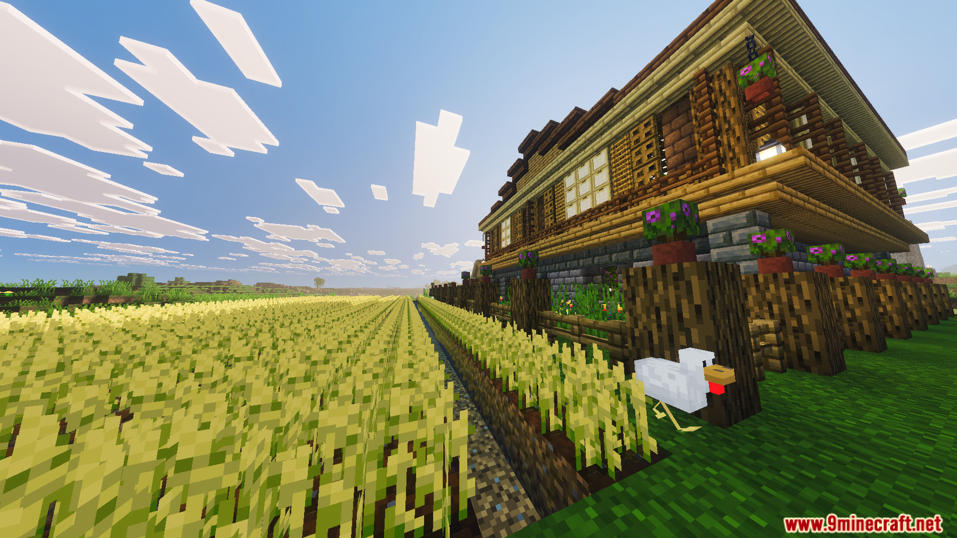 Survival Filo House 26 Map Screenshot 9 Large two story wooden house with a stone foundation and a wheat farm