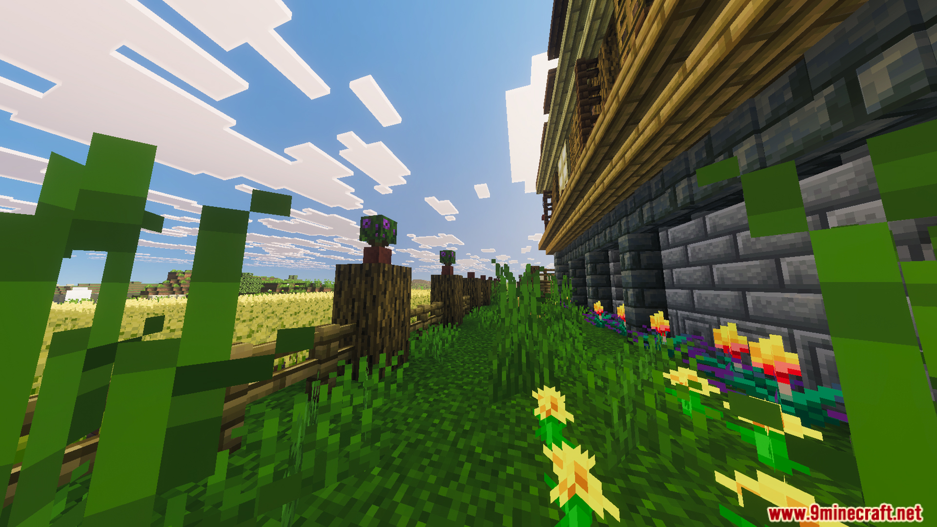 Survival Filo House 26 Map Screenshot 11 Large two story wooden house with a stone foundation and a wheat farm
