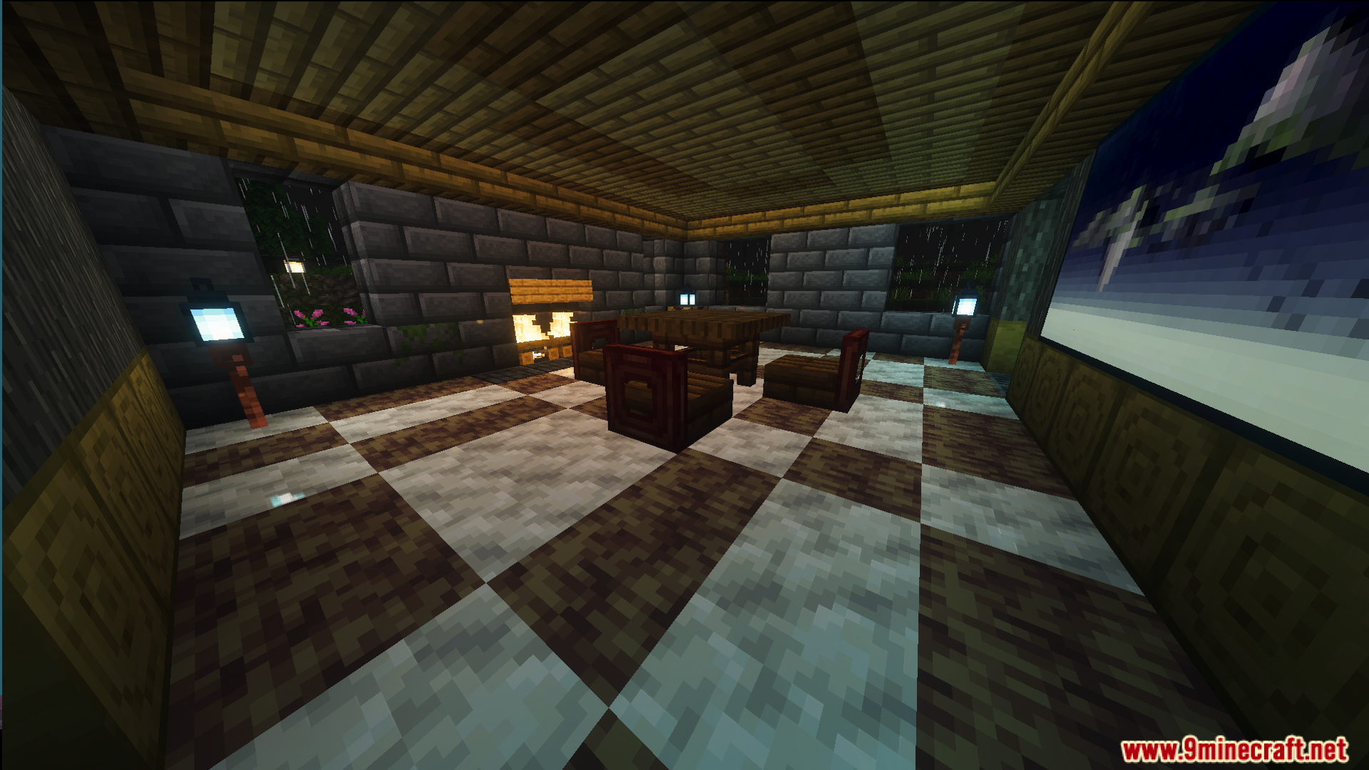 Survival Georgian House 46 Map features a cozy dining area with checkered floors