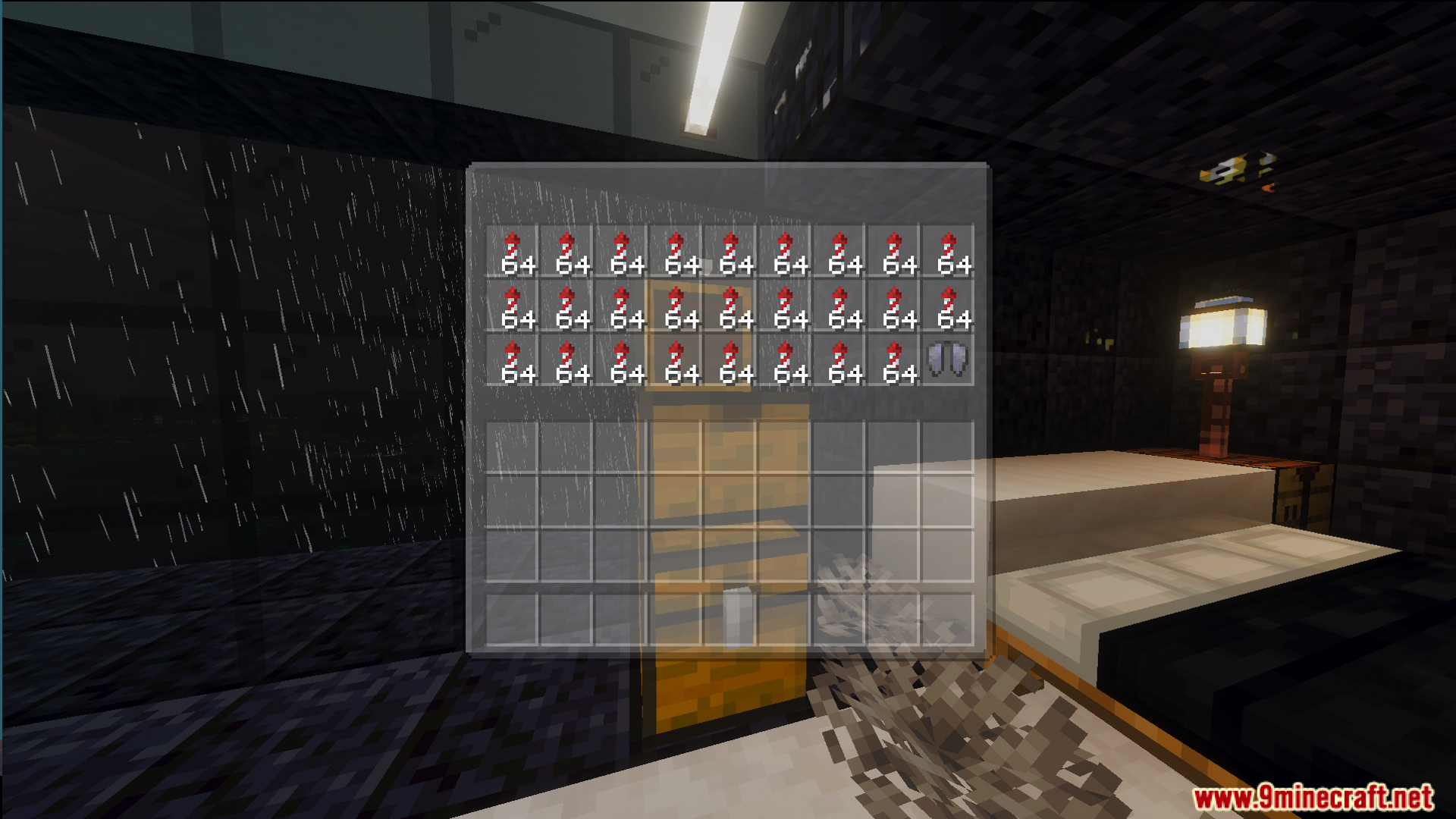 Survival Lakeside House 40 Map Screenshot 11 A chest inventory full of redstone torches and shears inside a modern house