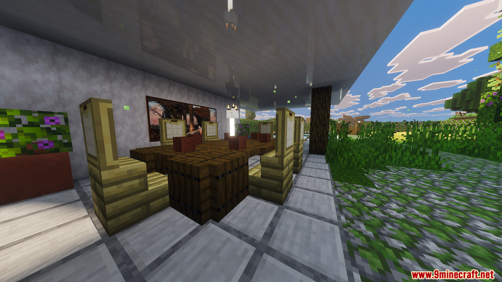 Survival Modern House 91 Map Screenshot 7 Detailed dining room inside the Survival Modern House Map with wooden furniture