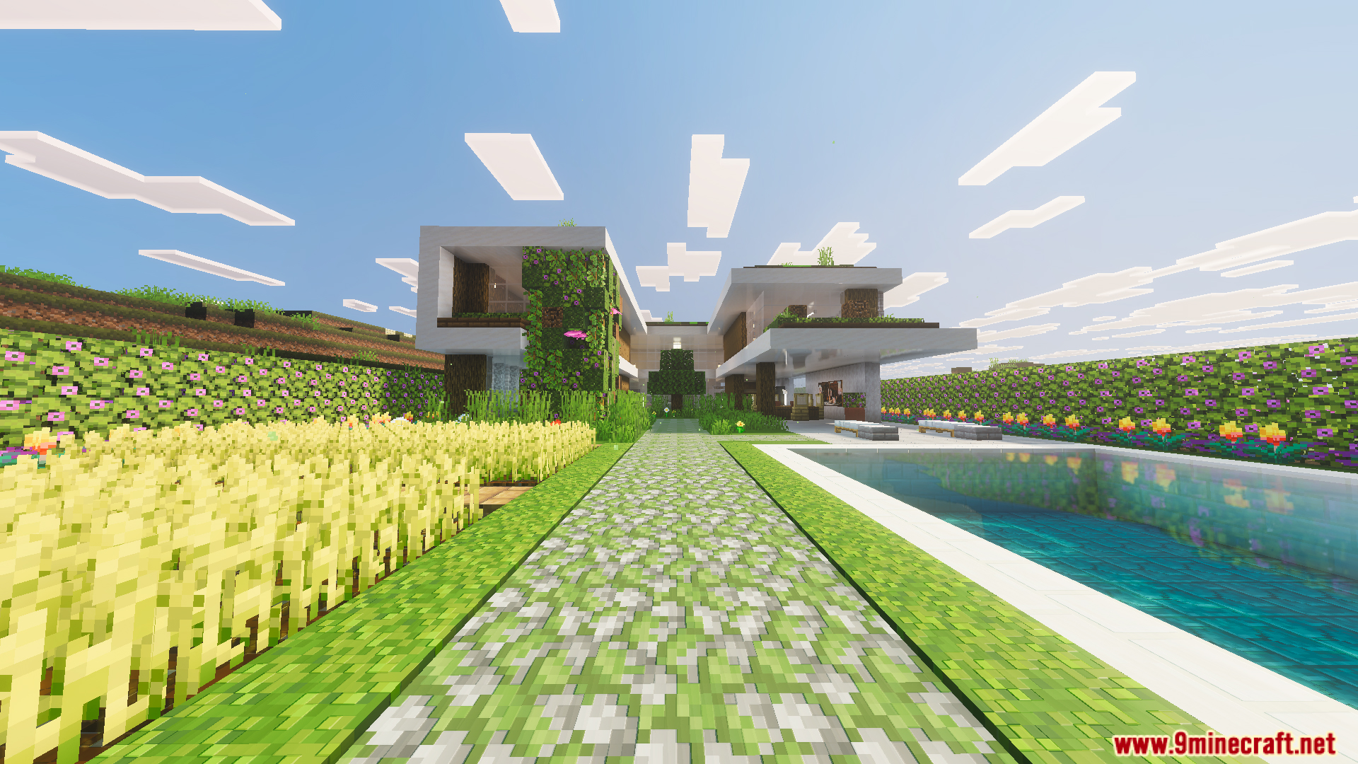 Survival Modern House 91 Map Screenshot 11 Modern luxury house with a swimming pool and a detailed garden