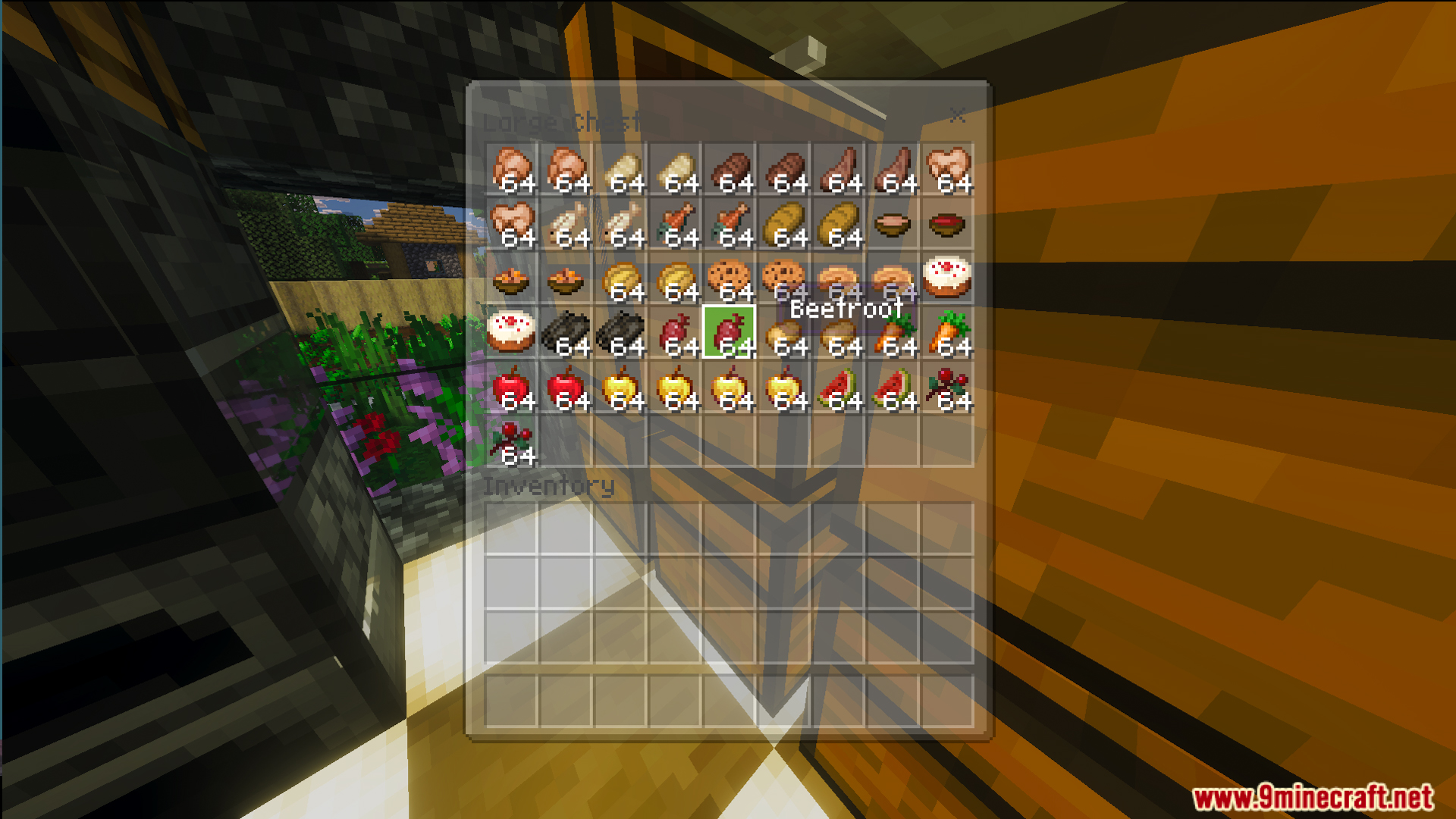 Survival Modern House 44 Map Screenshot 3 A chest interface filled with stacks of food items for survival mode