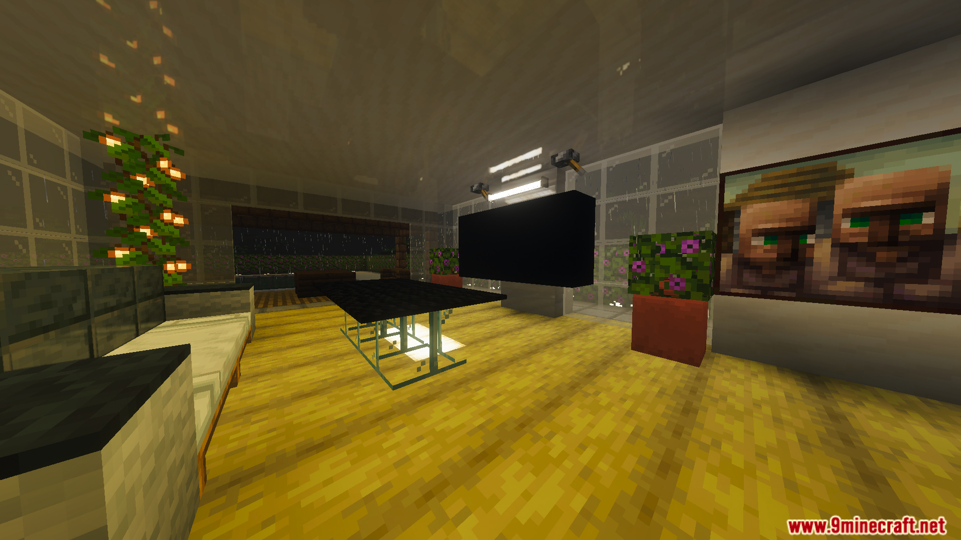 Interior view of Survival Modern House 85 Map featuring a villager painting