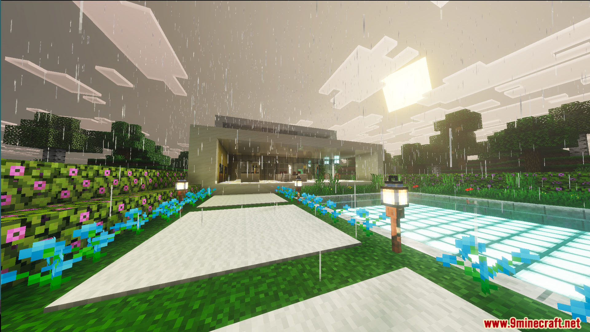 Survival Modern House 42 Map features a white home with a swimming pool