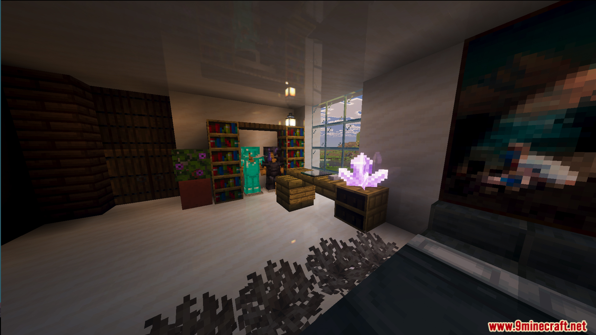 Survival Modern House 84 Map Screenshot 11 Survival Modern House 84 Map interior with a desk and armor stands