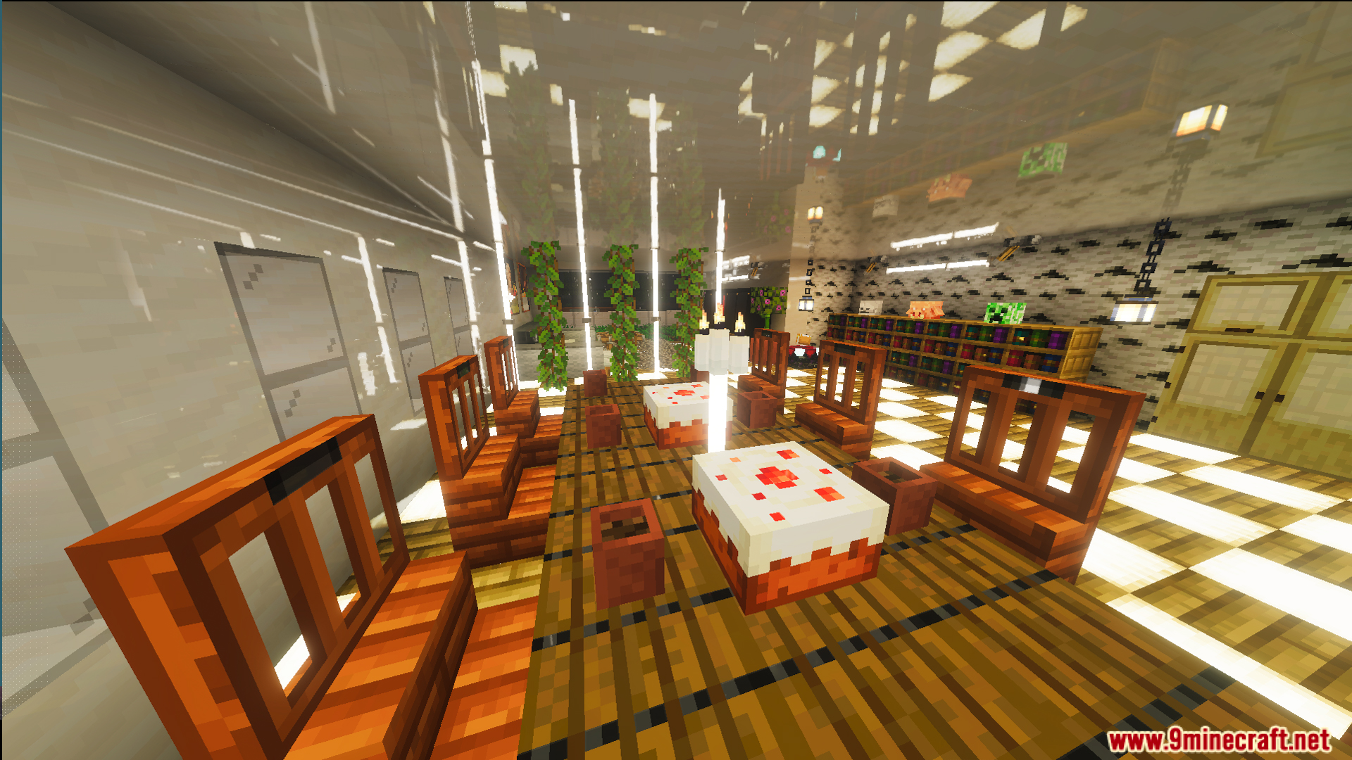 Survival Modern House Map features a dining area with glowing checkered floors