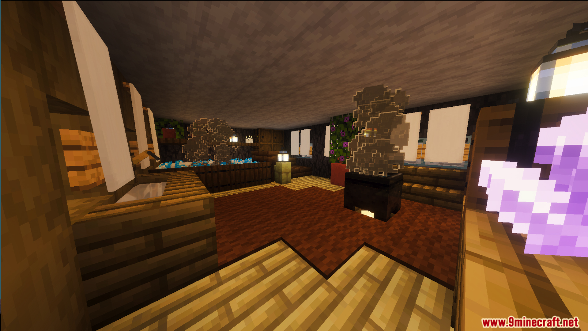 Survival Modern House 97 Map interior with a smoking cauldron and crystal