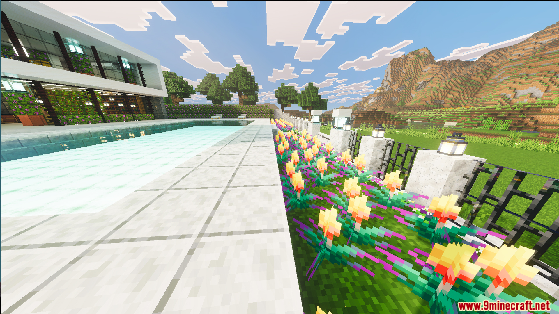 Survival Modern House 13 Map featuring a large white mansion and pool