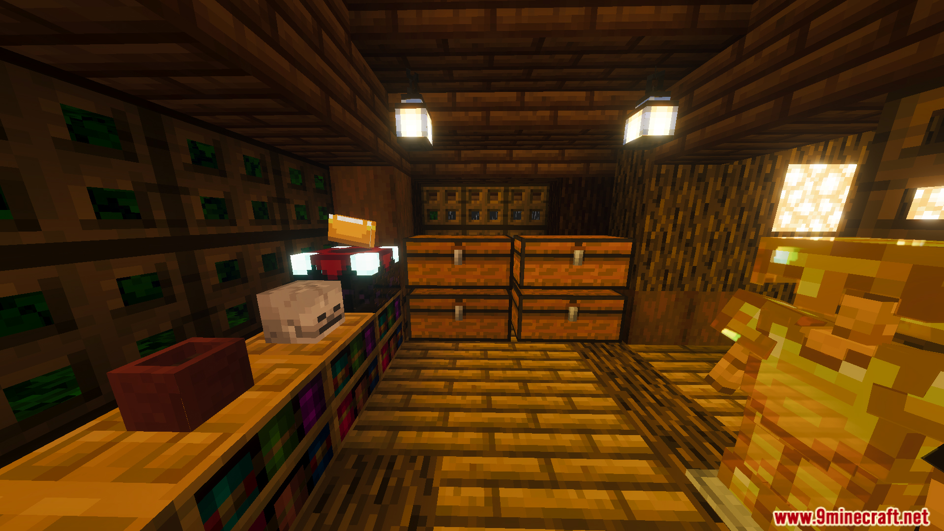 Survival Tree House 45 Map Screenshot 11 Cozy interior of the tree house featuring armor stands and an enchantment table