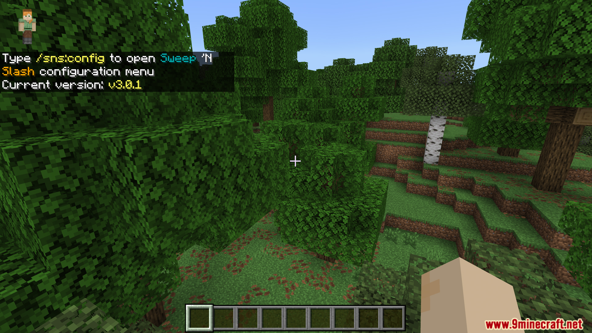 Sweep N Slash Addon Screenshot 1 A message shows how to open the configuration menu