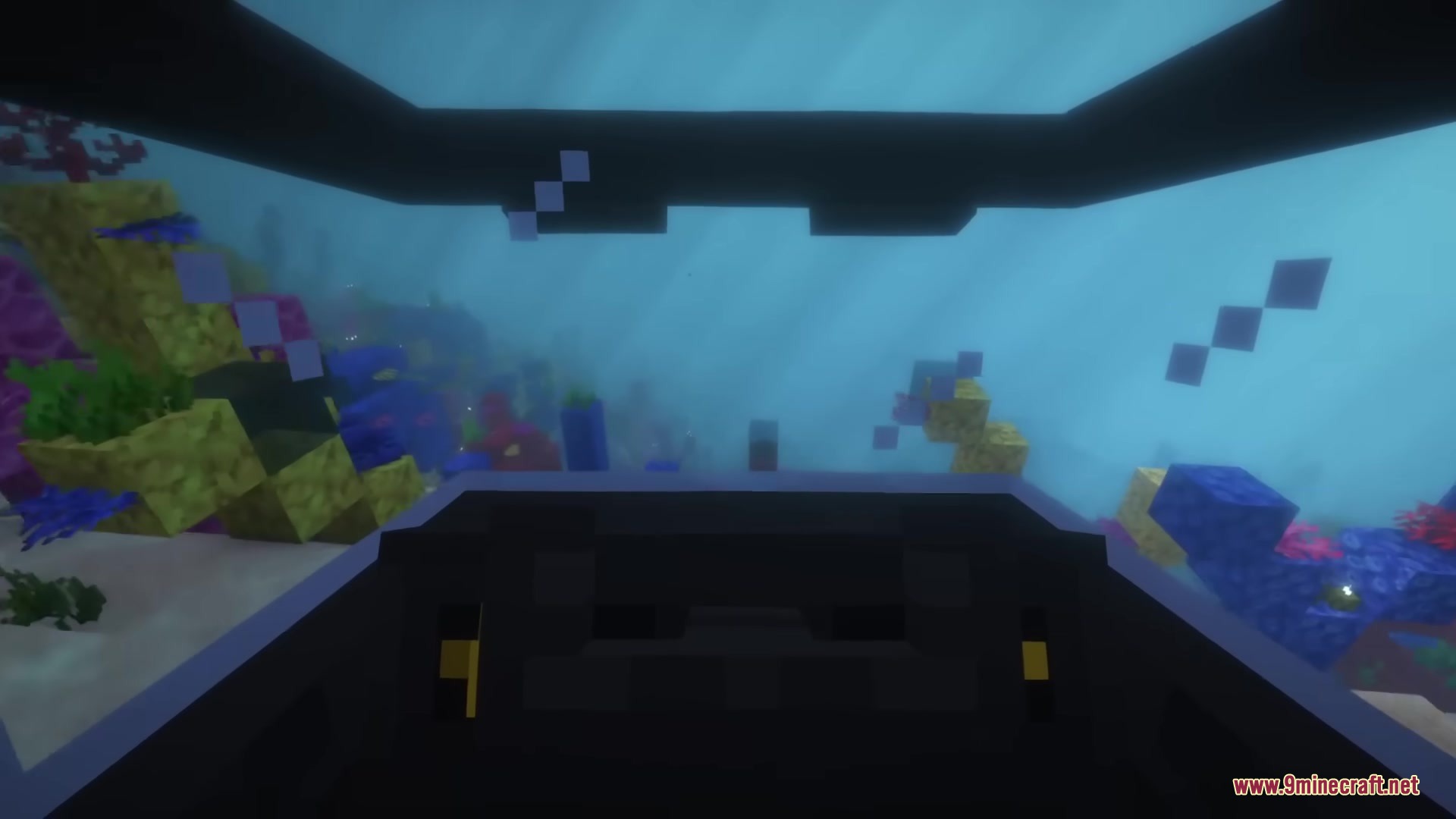 The Submarine Neo Forge Mod Screenshot 9 First person view from a submarine cockpit looking at coral reefs