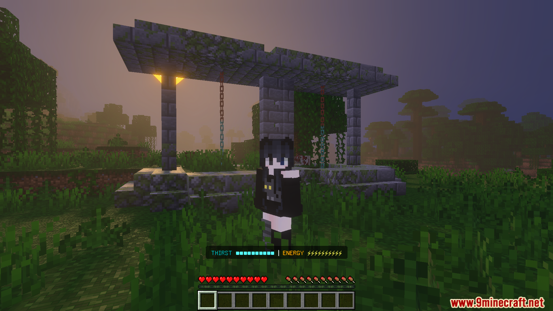 The Walking Zed Addon Screenshot 2 Exploring custom ruins with the new thirst and energy survival system active