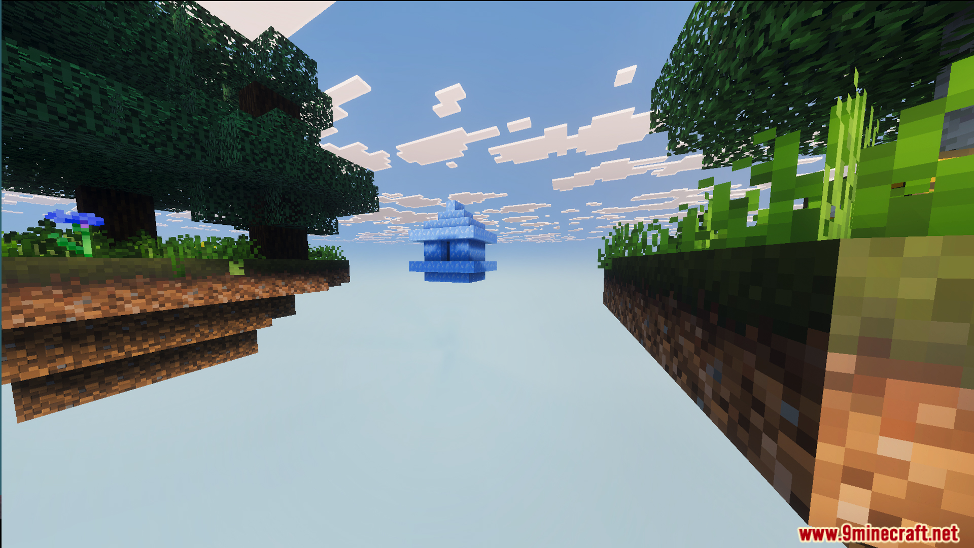 Ultimate Skyblock Adventure Map Screenshot 3 Ultimate Skyblock Adventure Map features floating islands and a blue ice structure