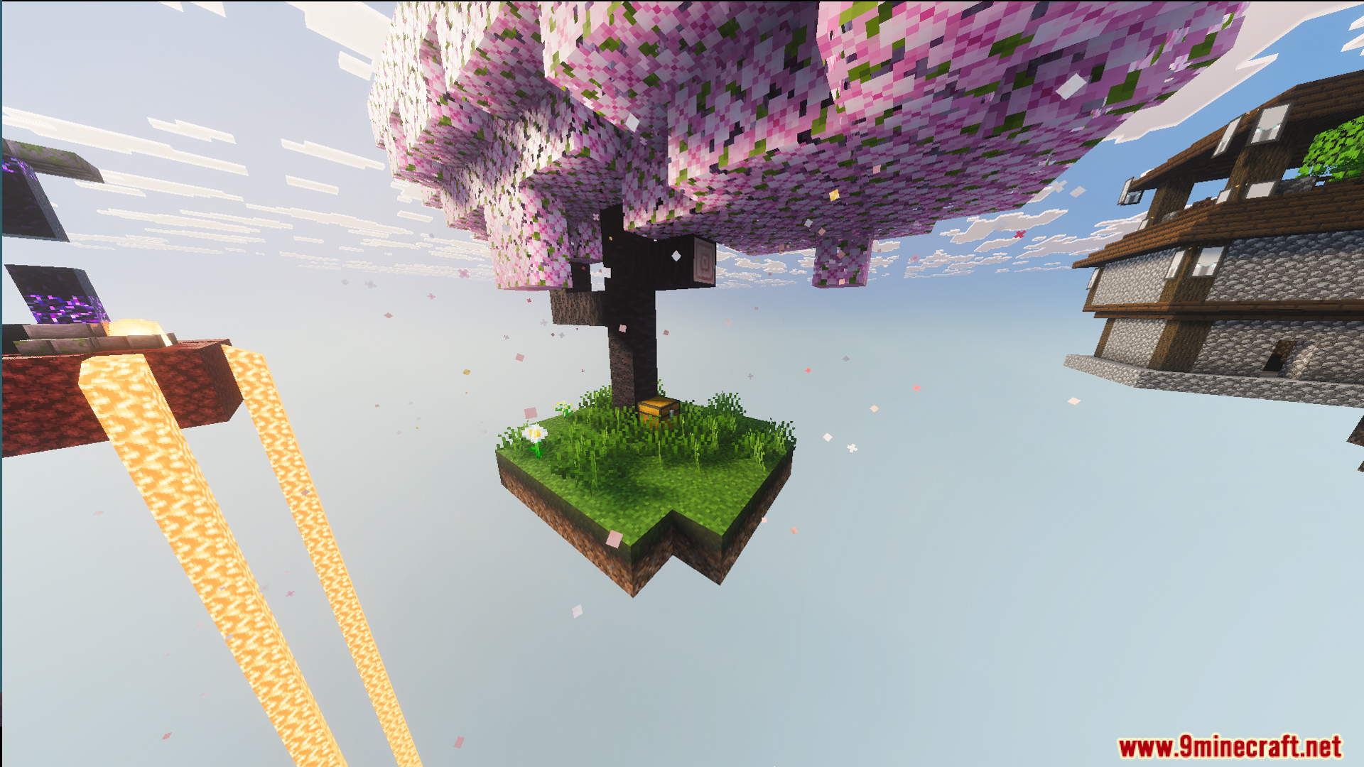Ultimate Skyblock Adventure Map Screenshot 5 Floating island with a cherry blossom tree in Ultimate Skyblock Adventure Map