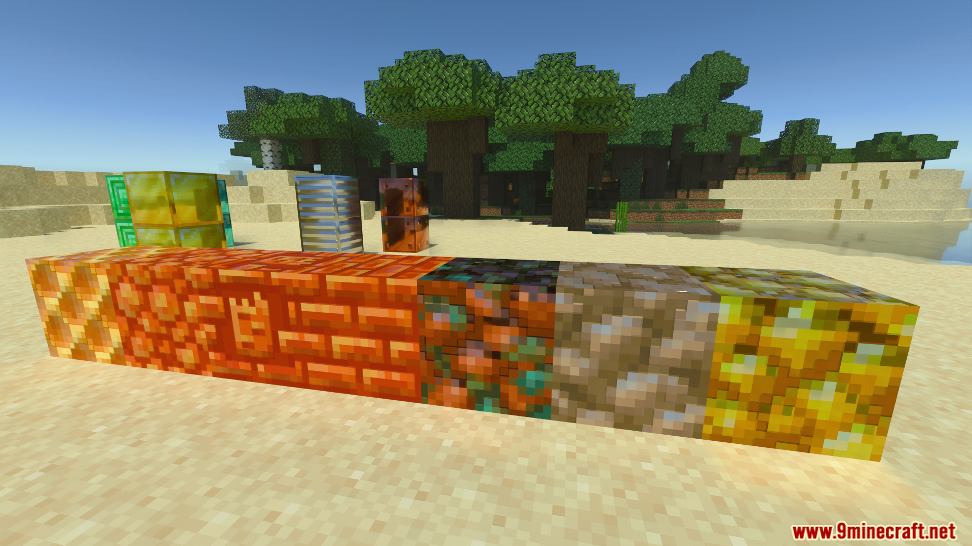 Vanilla RTX Opus Shader Screenshot 5 Vanilla RTX Opus Shader displays realistic block textures on a sunny beach