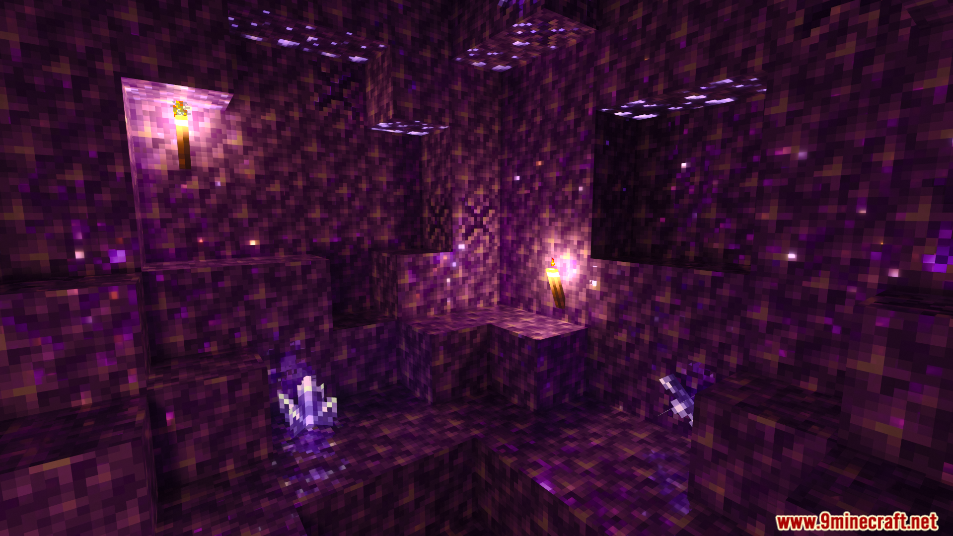 Vanilla RTX Opus Shader Screenshot 11 Vanilla RTX Opus Shader adds realistic depth and lighting to amethyst geode blocks