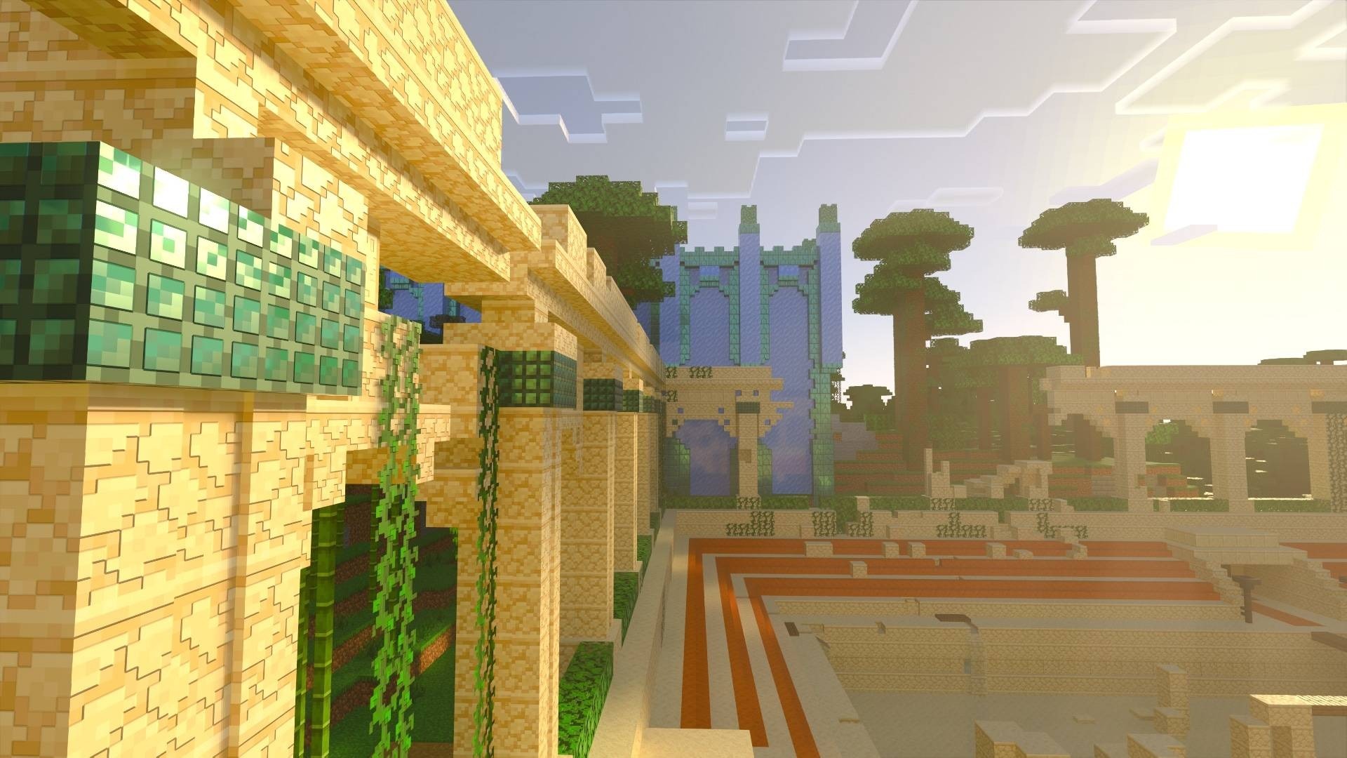 Vanilla RTX Texture Pack Screenshot 3 Vanilla RTX Texture Pack showing beautiful lighting and deep shadows on default blocks
