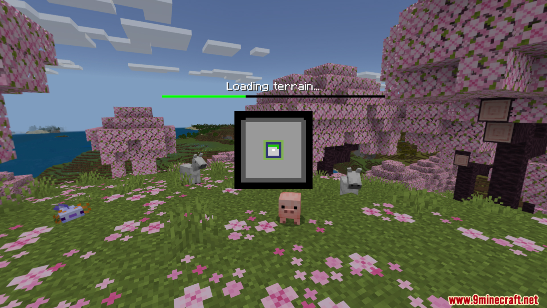 The world loading screen with a new classic computer interface