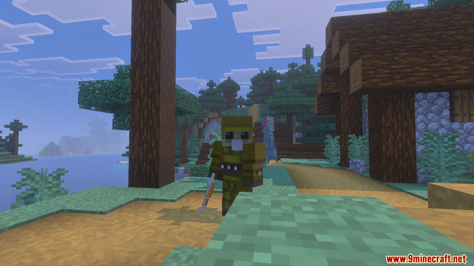 Village Girls TP Texture Pack Screenshot 6 Player character holding a rifle with an armored car in the background