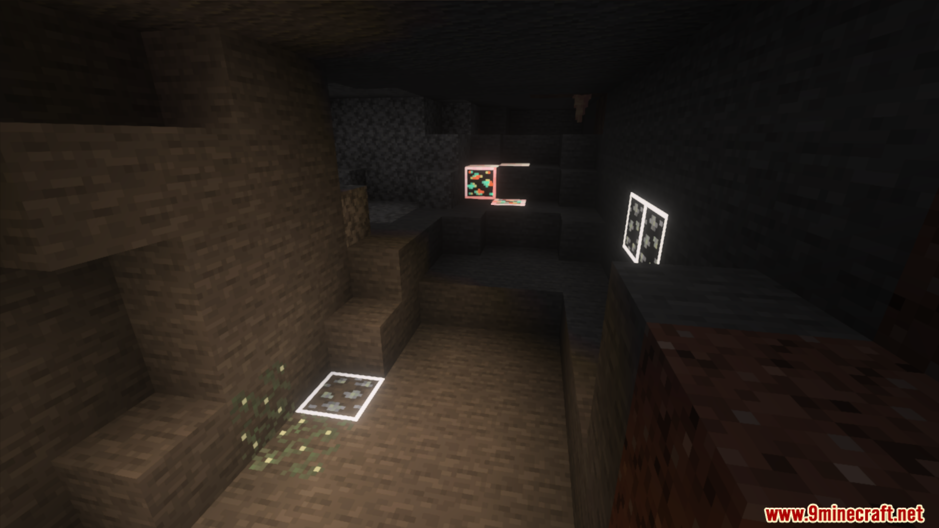 Voxen 2 Glowing Ores Texture Pack Screenshot 5 Find different types of valuable ores easily in the complete darkness