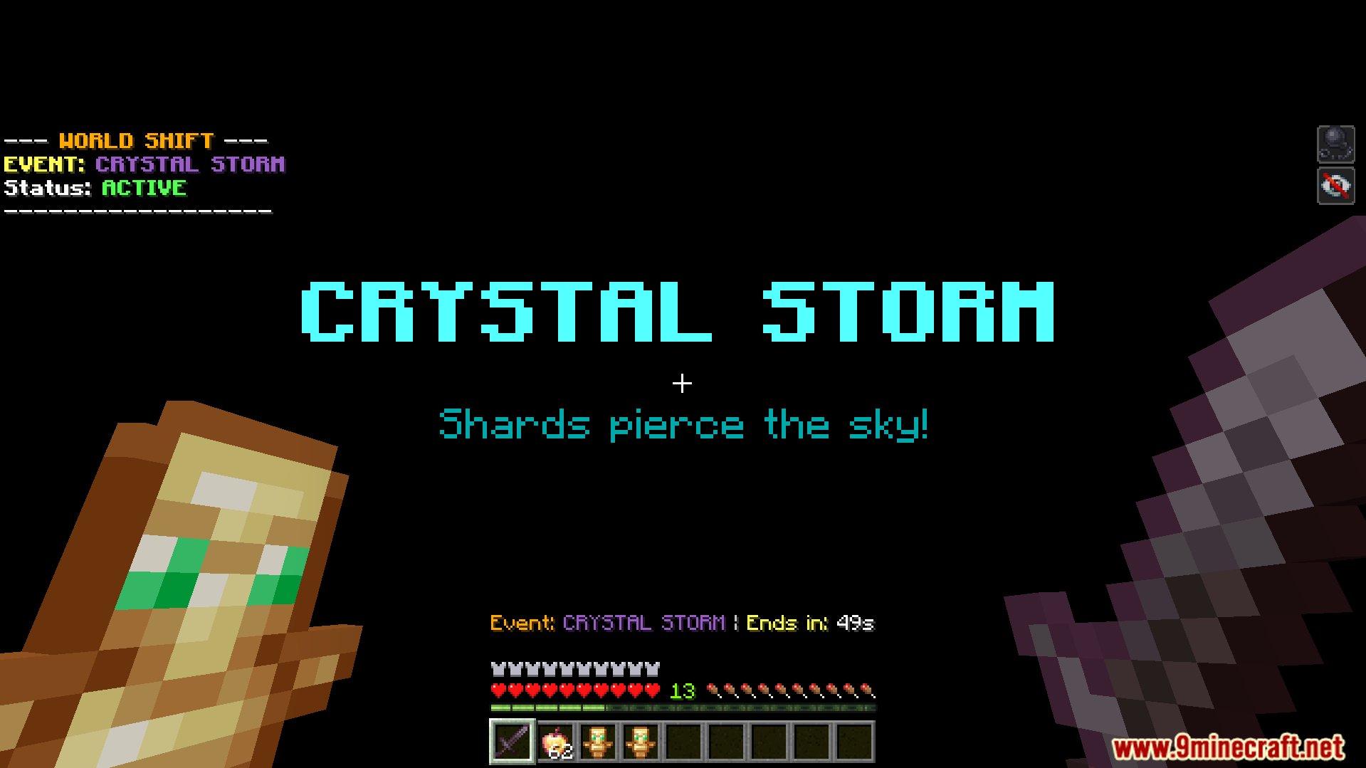 World Shift Dynamic Events Addon Screenshot 10 The crystal storm event notification screen from the World Shift Dynamic Events Addon