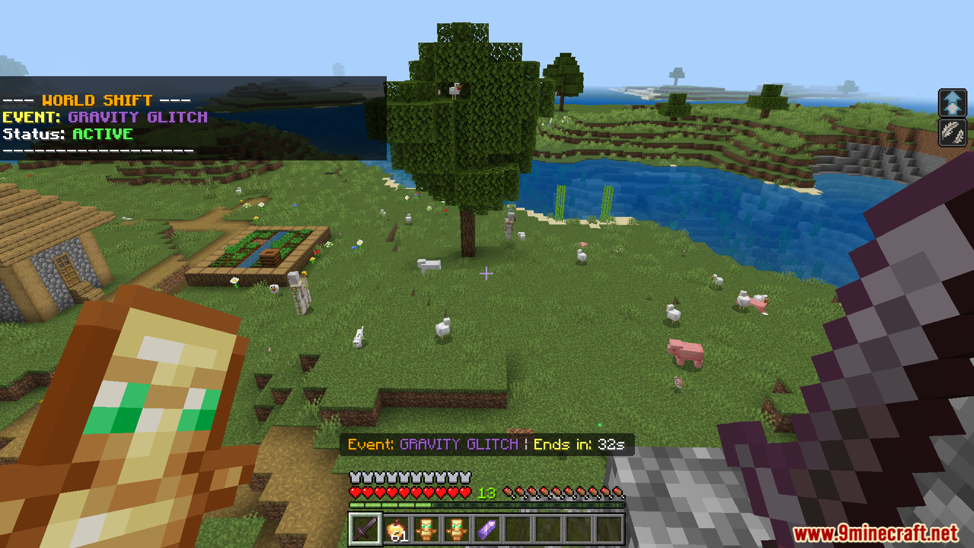 World Shift Dynamic Events Addon Screenshot 11 World Shift Dynamic Events Addon showing floating animals during a Gravity Glitch event