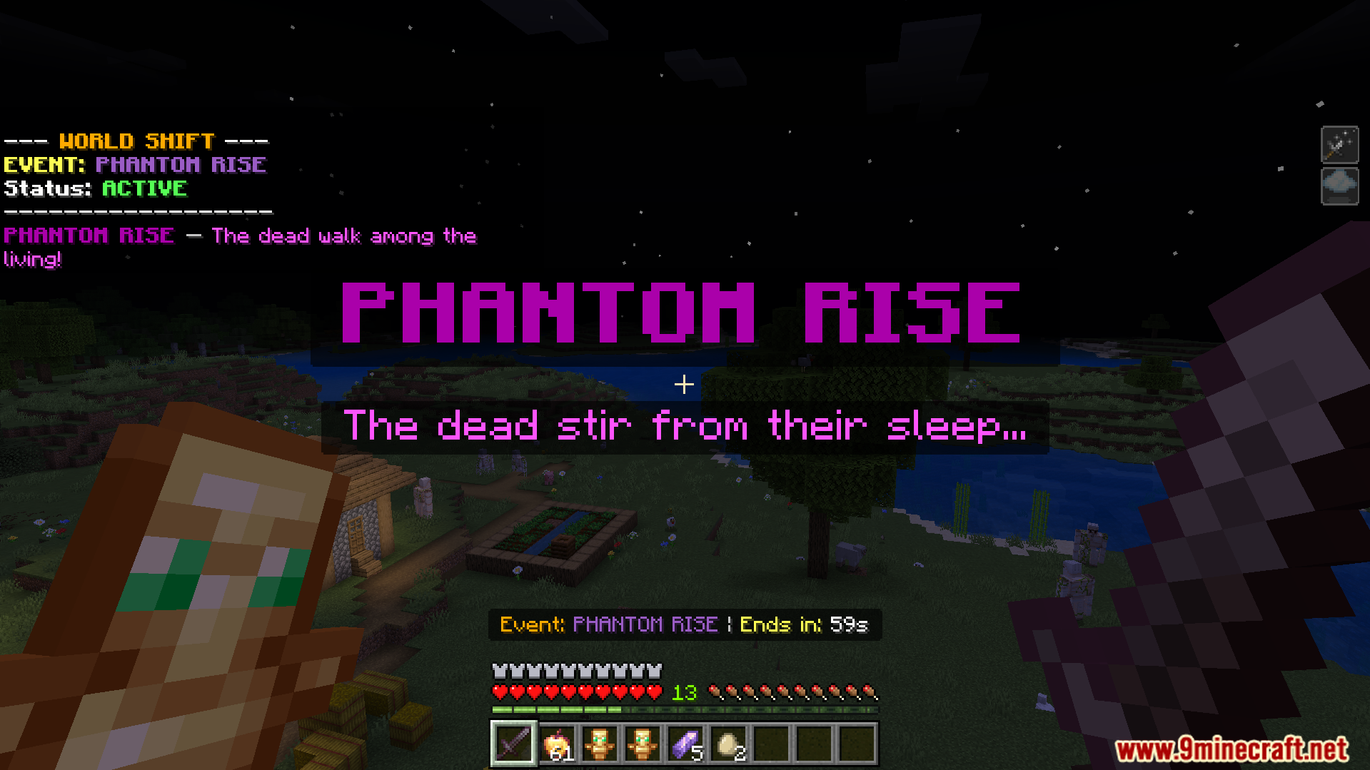 World Shift Dynamic Events Addon Screenshot 12 Active Phantom Rise event at night with the dead stirring from their sleep