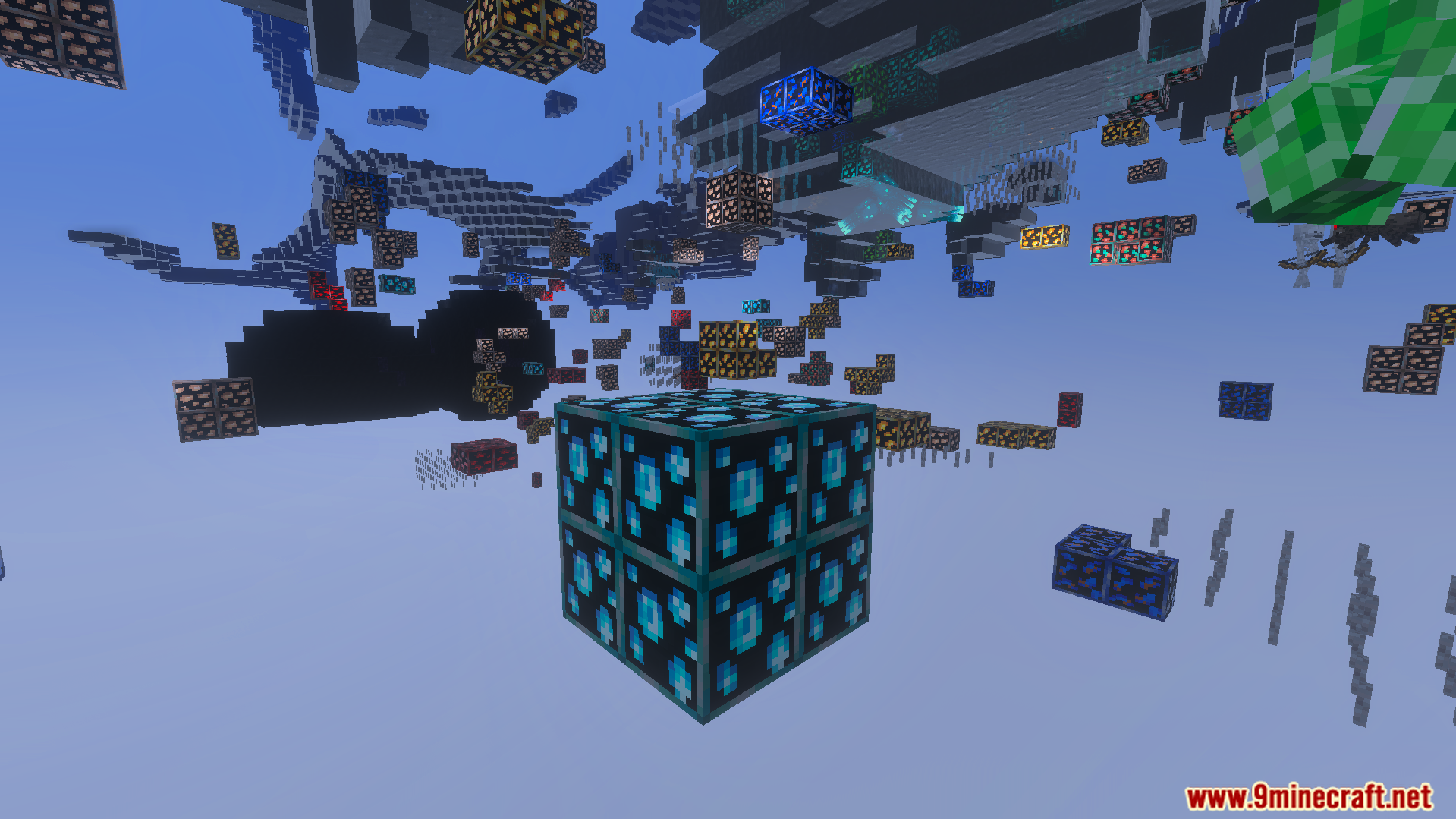 XRay Ultimate Outlined Ores Texture Pack highlights diamond blocks with blue outlines